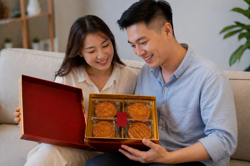  bánh trung thu givral lava cắt ra chảy nhân vàng